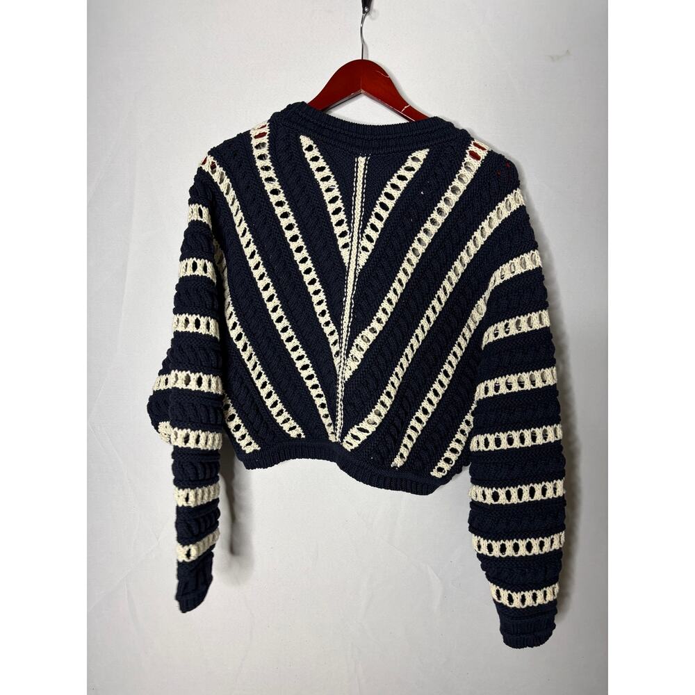 Ba&Sh Gardy Crochet Crewneck Pullover Sweater In Marine Navy White Sz 1 US S - Picture 6 of 8